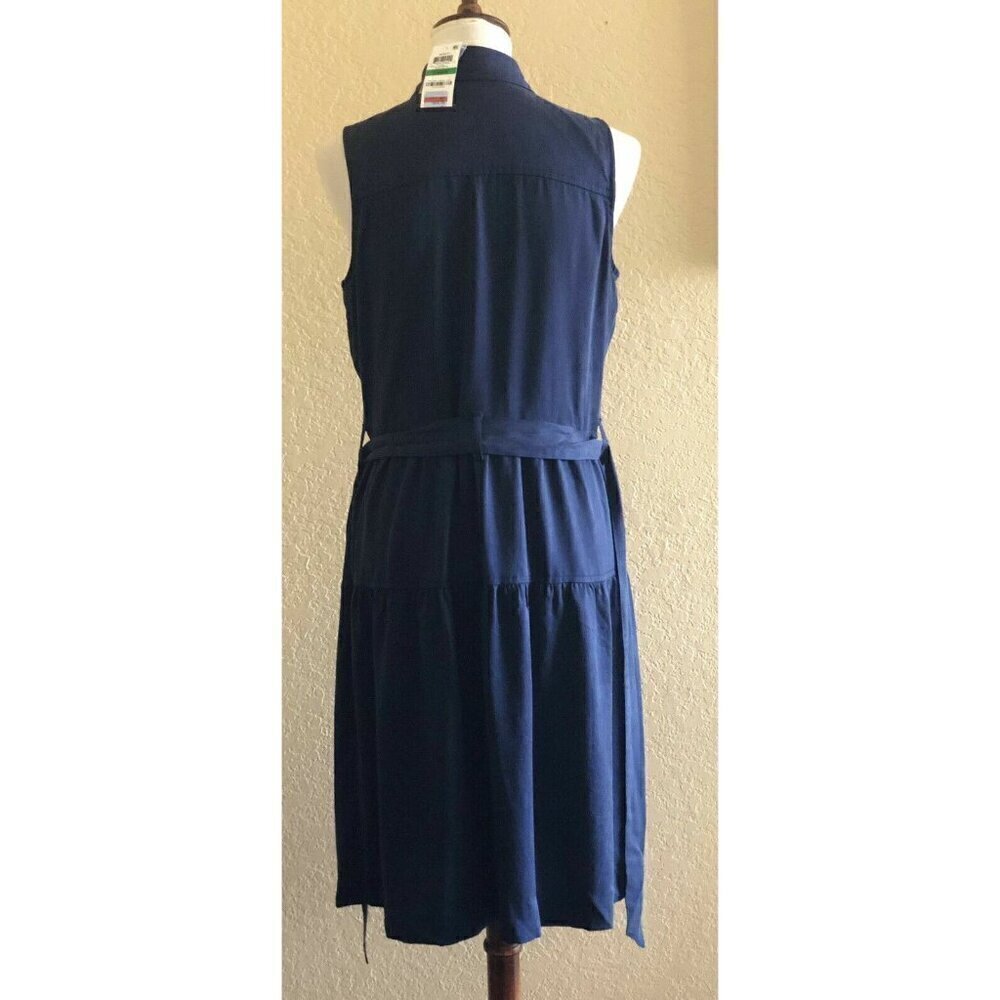 Maison Jules Womens Navy Blue Tencel A Line Utility-Pocket T Shirt Dress Size L - Picture 8 of 9